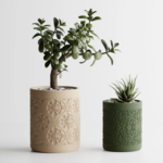 Vasos de Plantas com Padrão Floral